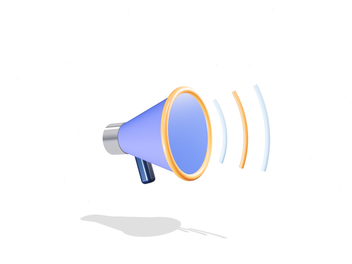 3D megaphone with sound waves